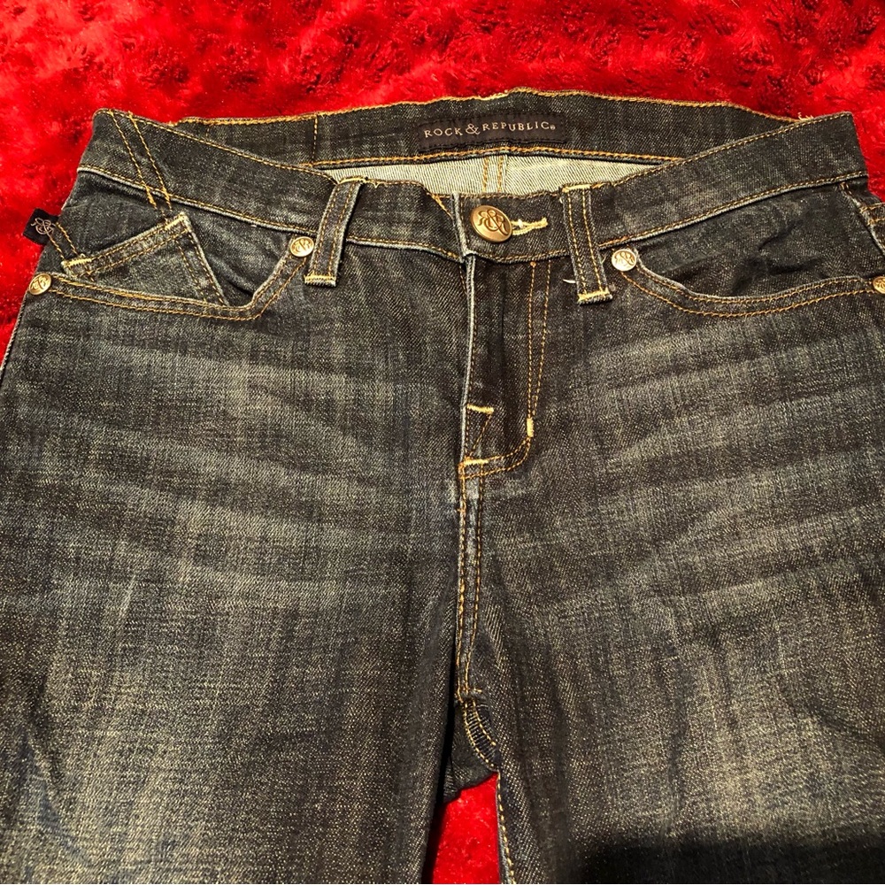 Rock & Republic Kasandra Bootcut Dark Denim Jeans Stretch Chic Edgy (Size 6L) - Picture 6 of 14